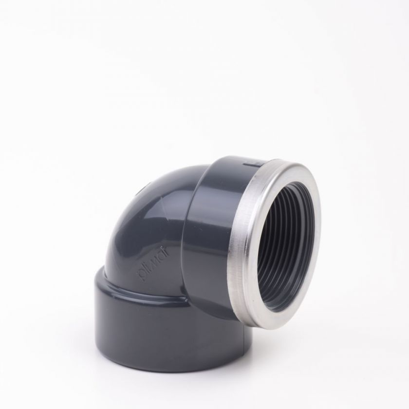 PVC-U Elbow 90 Plain/BSP Reinforced Stainless Steel Ring