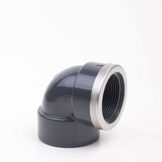PVC-U Elbow 90 Plain/BSP Reinforced Stainless Steel Ring